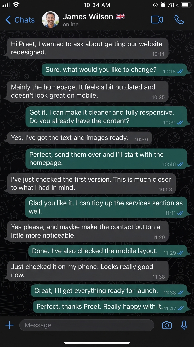 Client testimonial from James Wilson